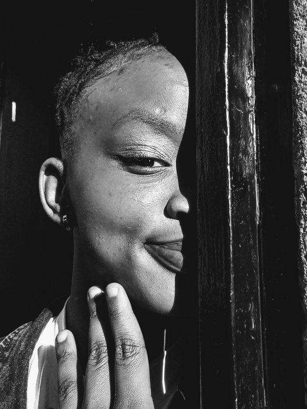 Black and white photo of black woman