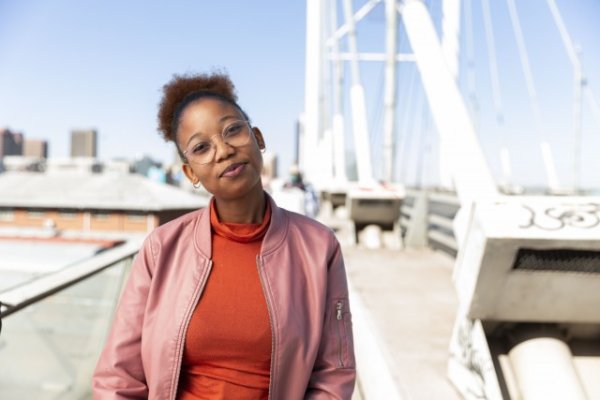 Black woman on Nelson Mandela bridge