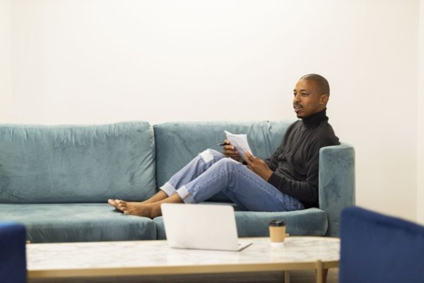 Black business man at working from home