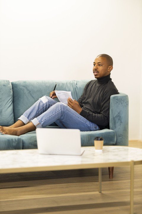 Black business man at working from home
