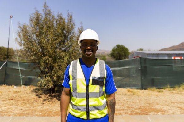 Black construction worker on site