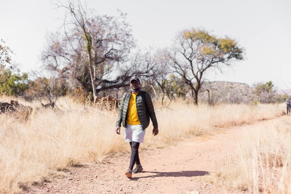 Black male hiking in the sun