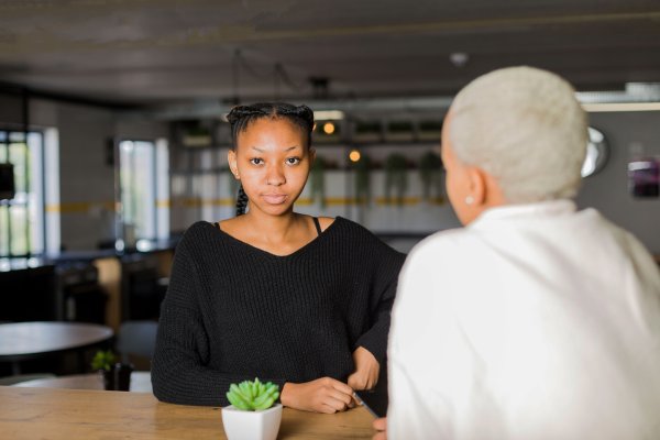 Black woman looking at the camera