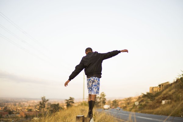 Young black kid playing around in pietermaritzburg