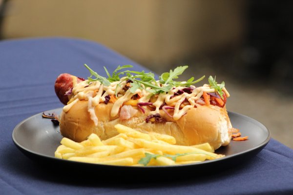 South African hot dog with chips