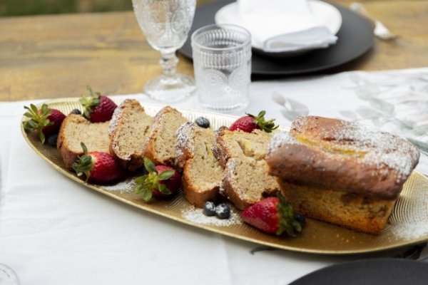 Home made bread with strawberries.