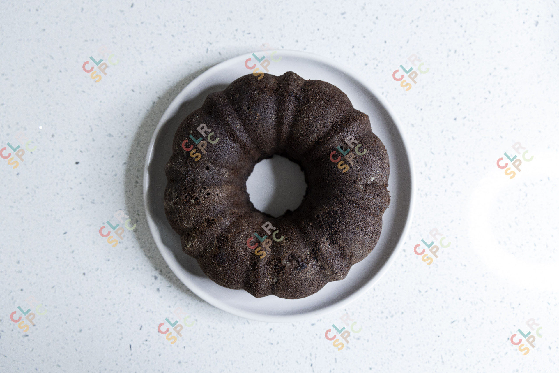 Chocolate cake after being baked in the oven