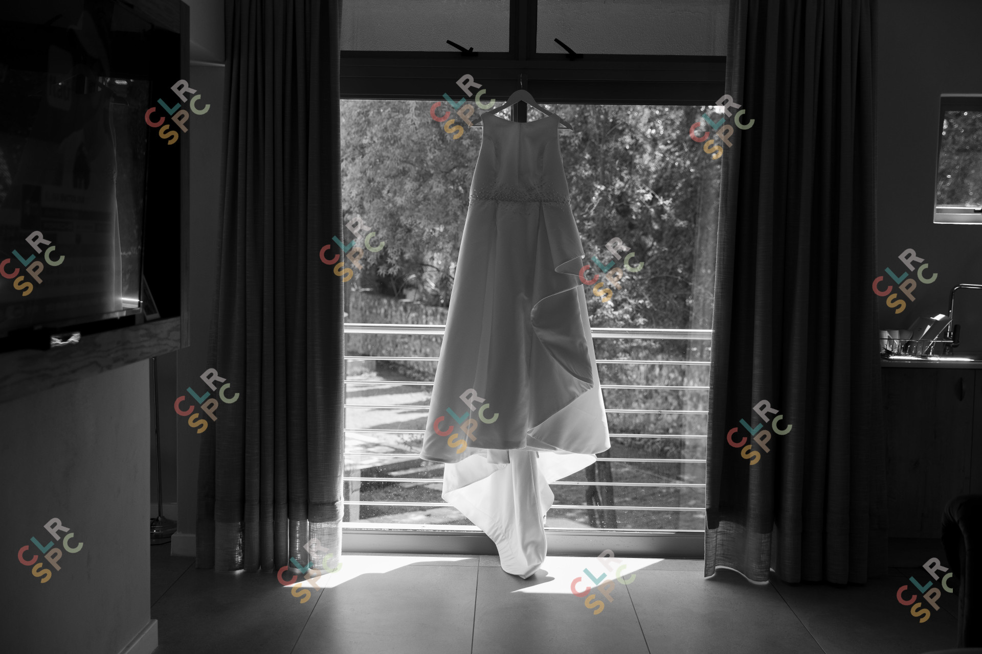 Black and white wedding dress