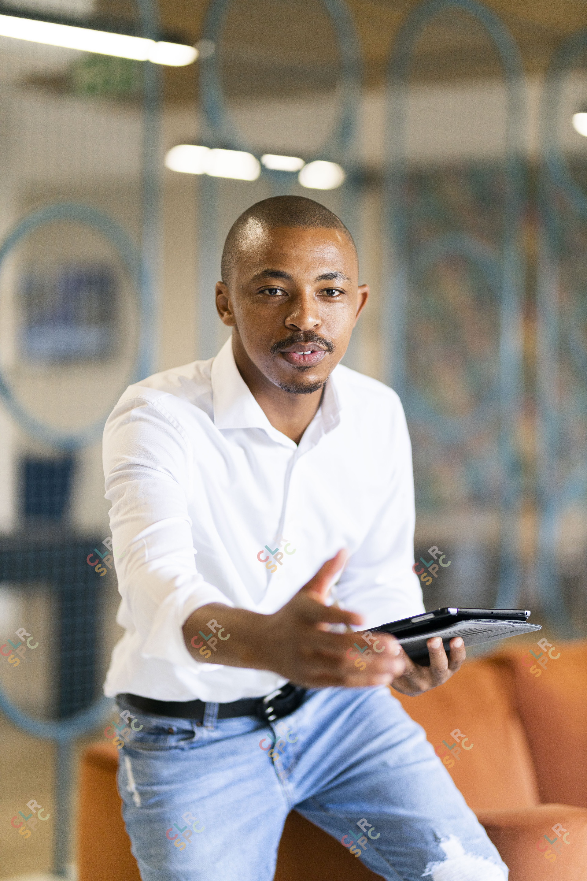 Black business man greeting