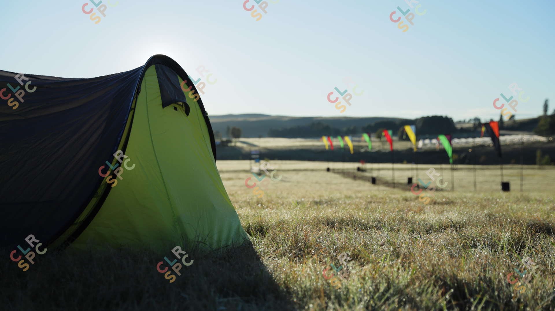 Morning frost at campsite