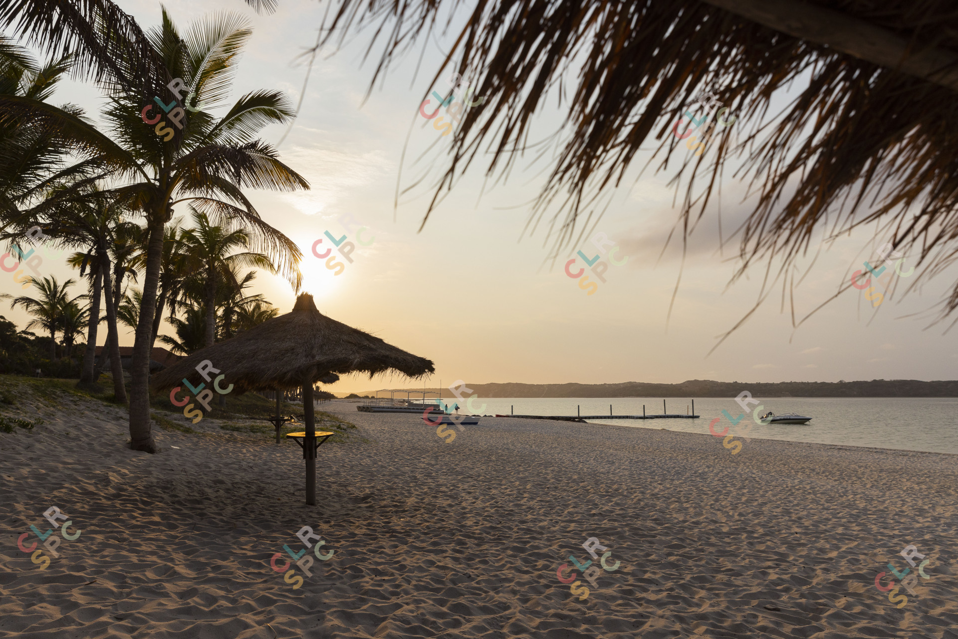 Sunset at the lagoon with sand.