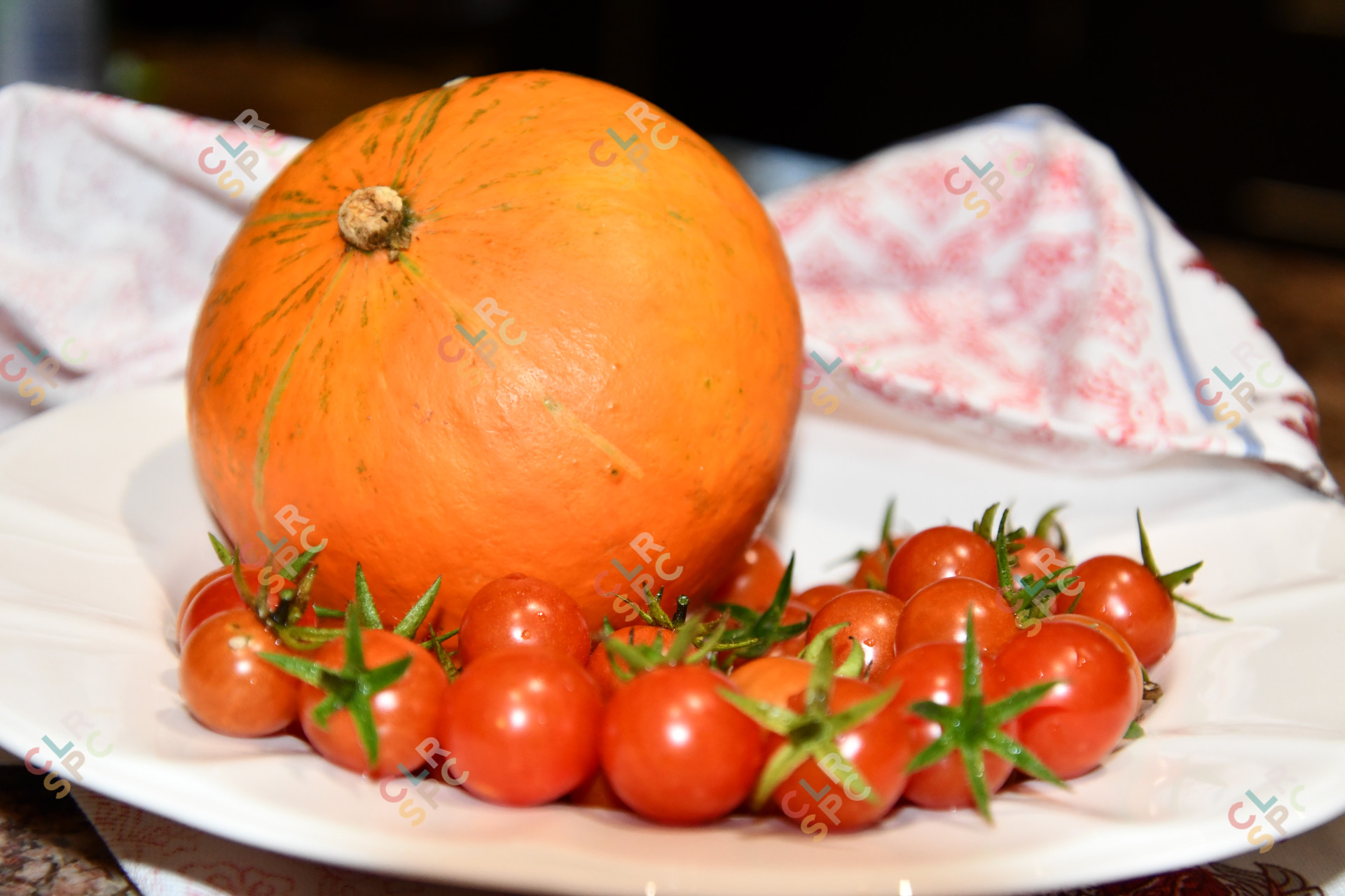 Kuri pumkin and cherry tomatoes