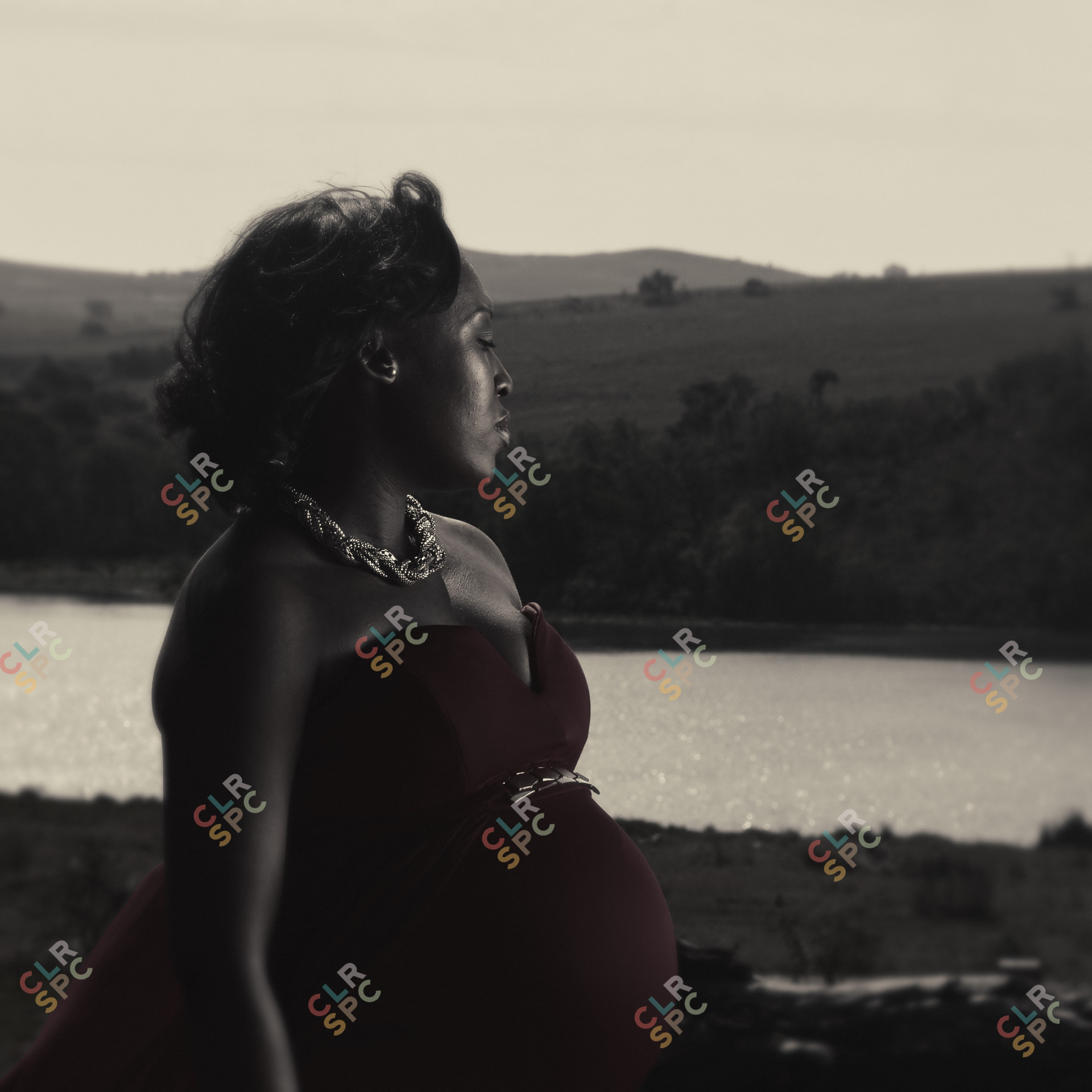 Portrait of a pregnant black woman