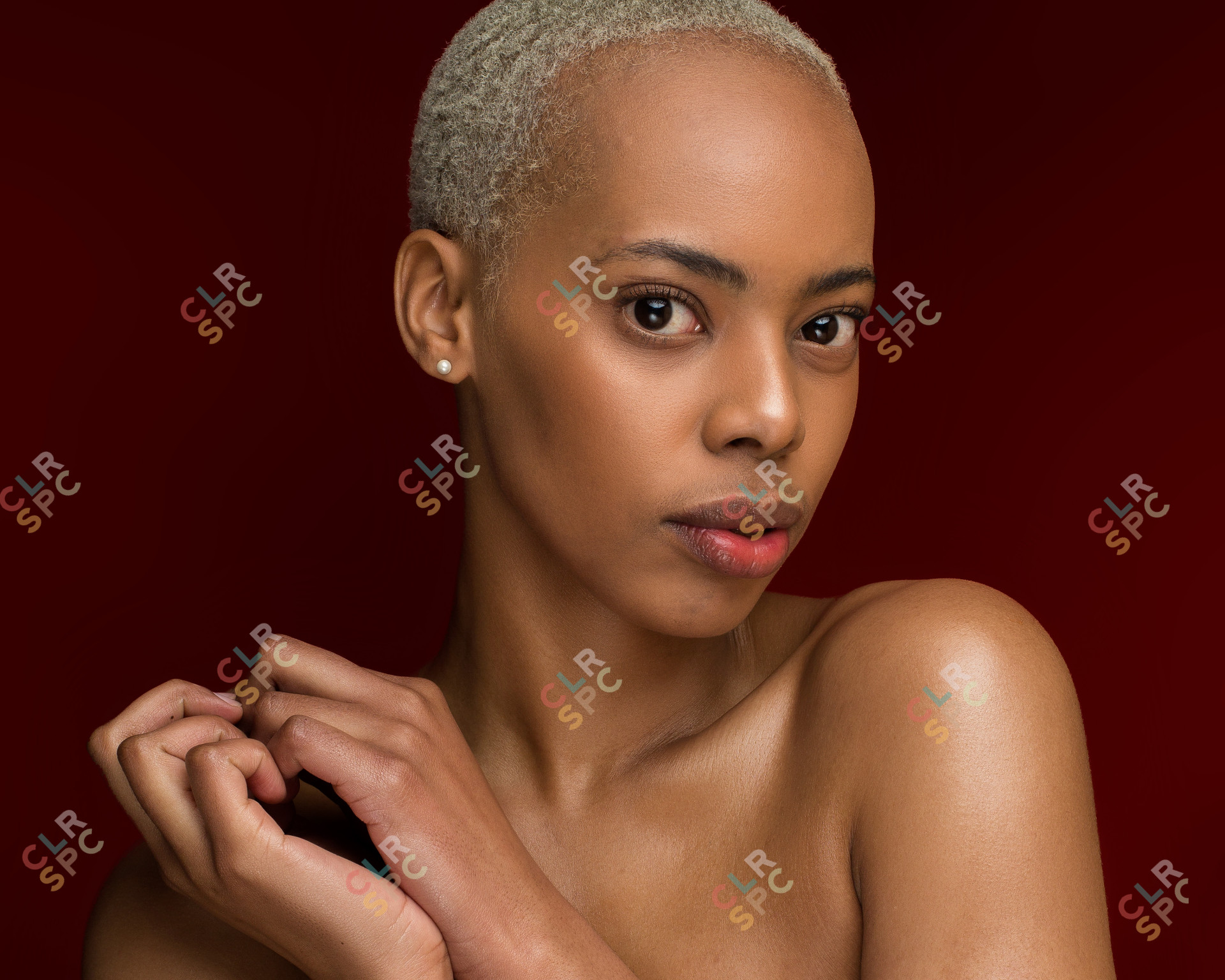 Black model posing in studio