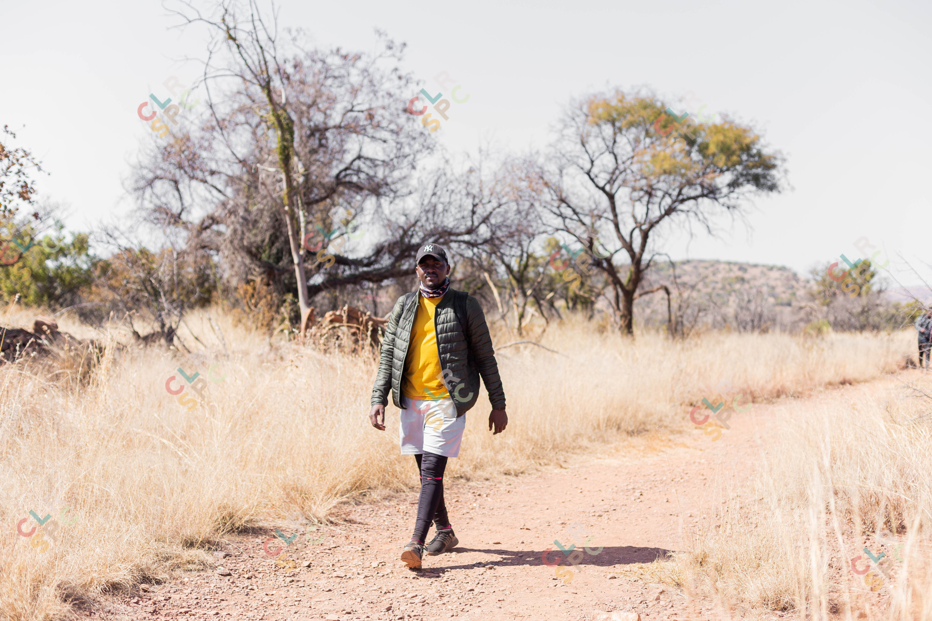 Black male hiking in the sun