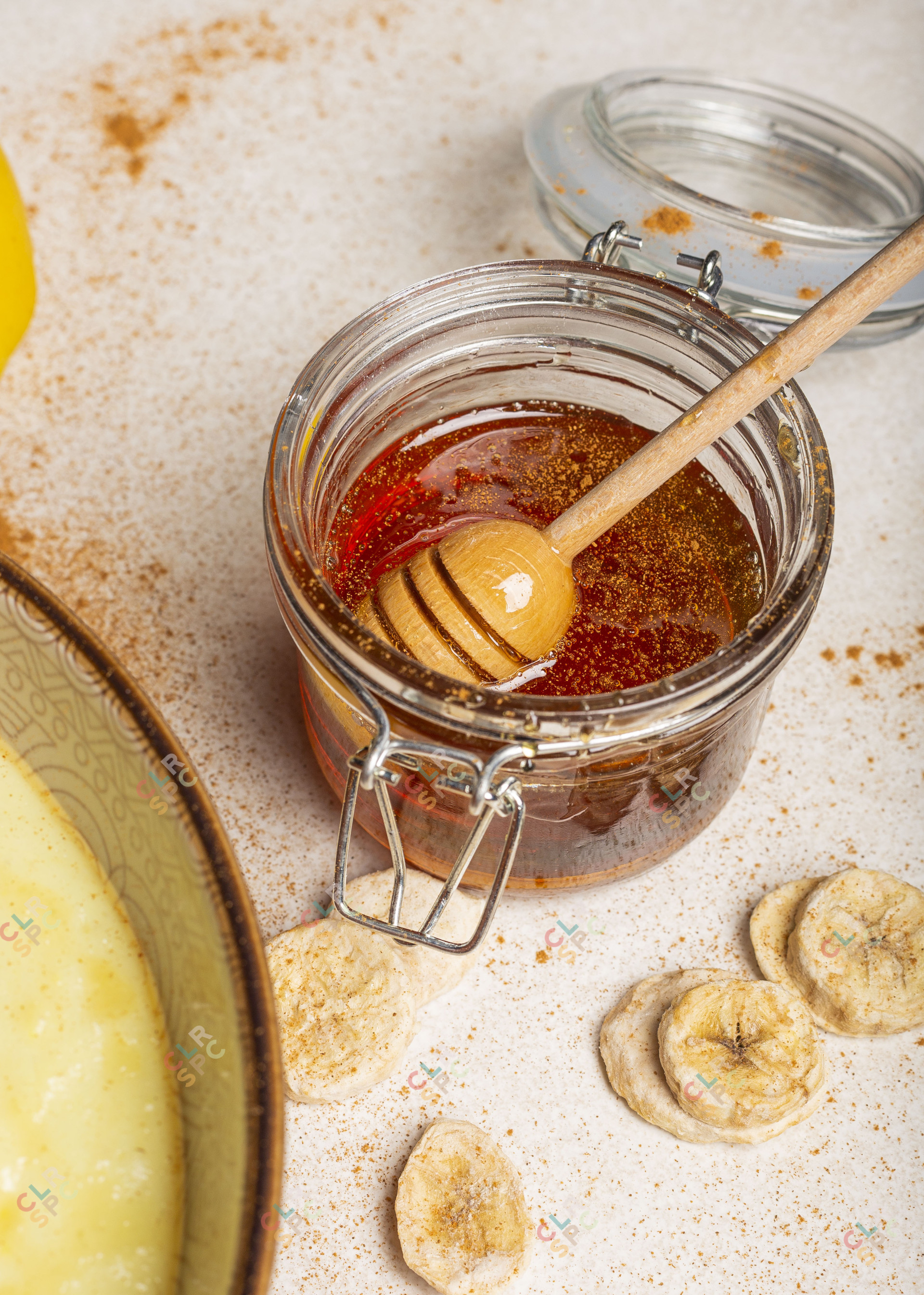 Honey in a glass jar