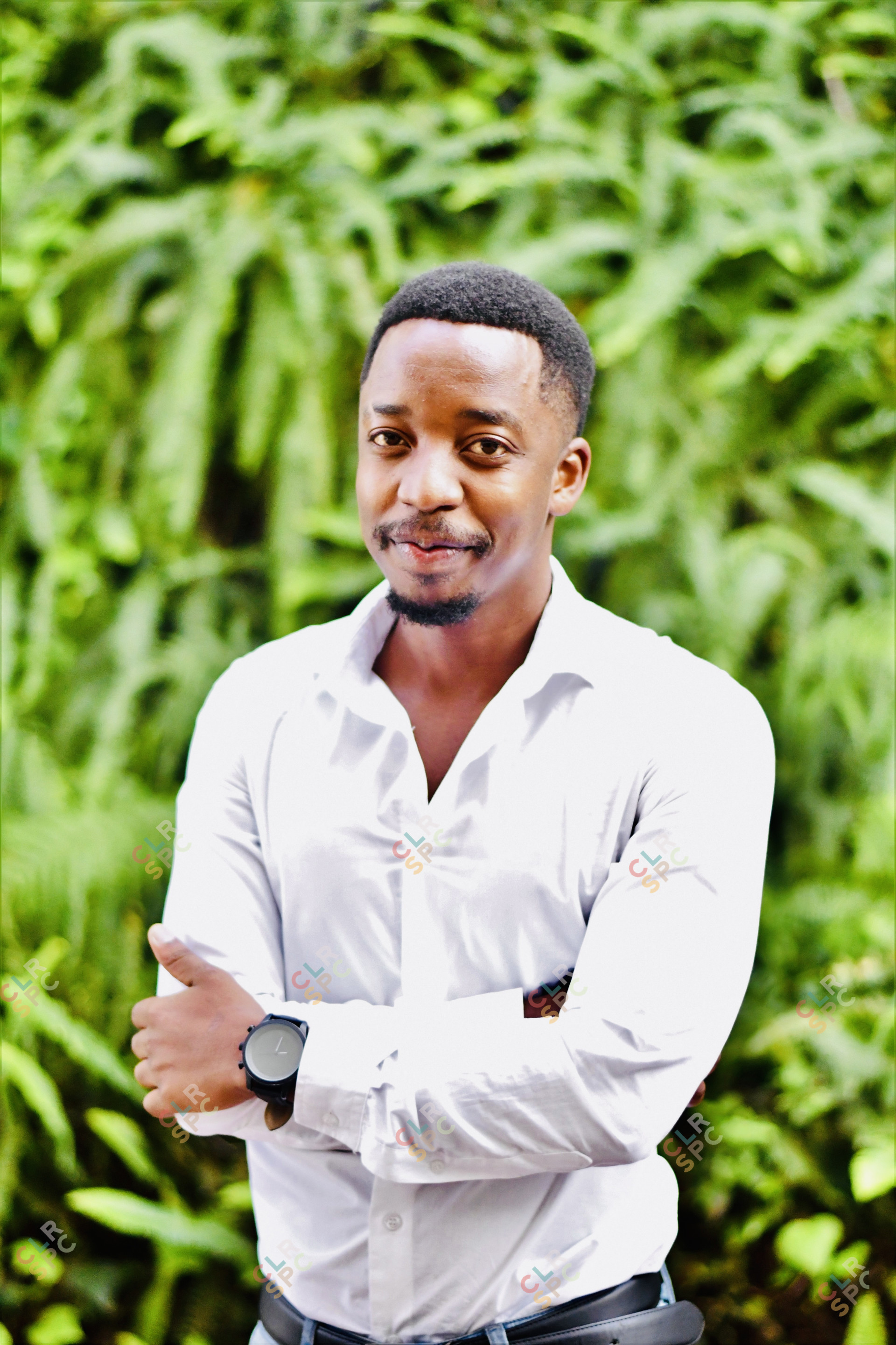 Black business man in a while shirt