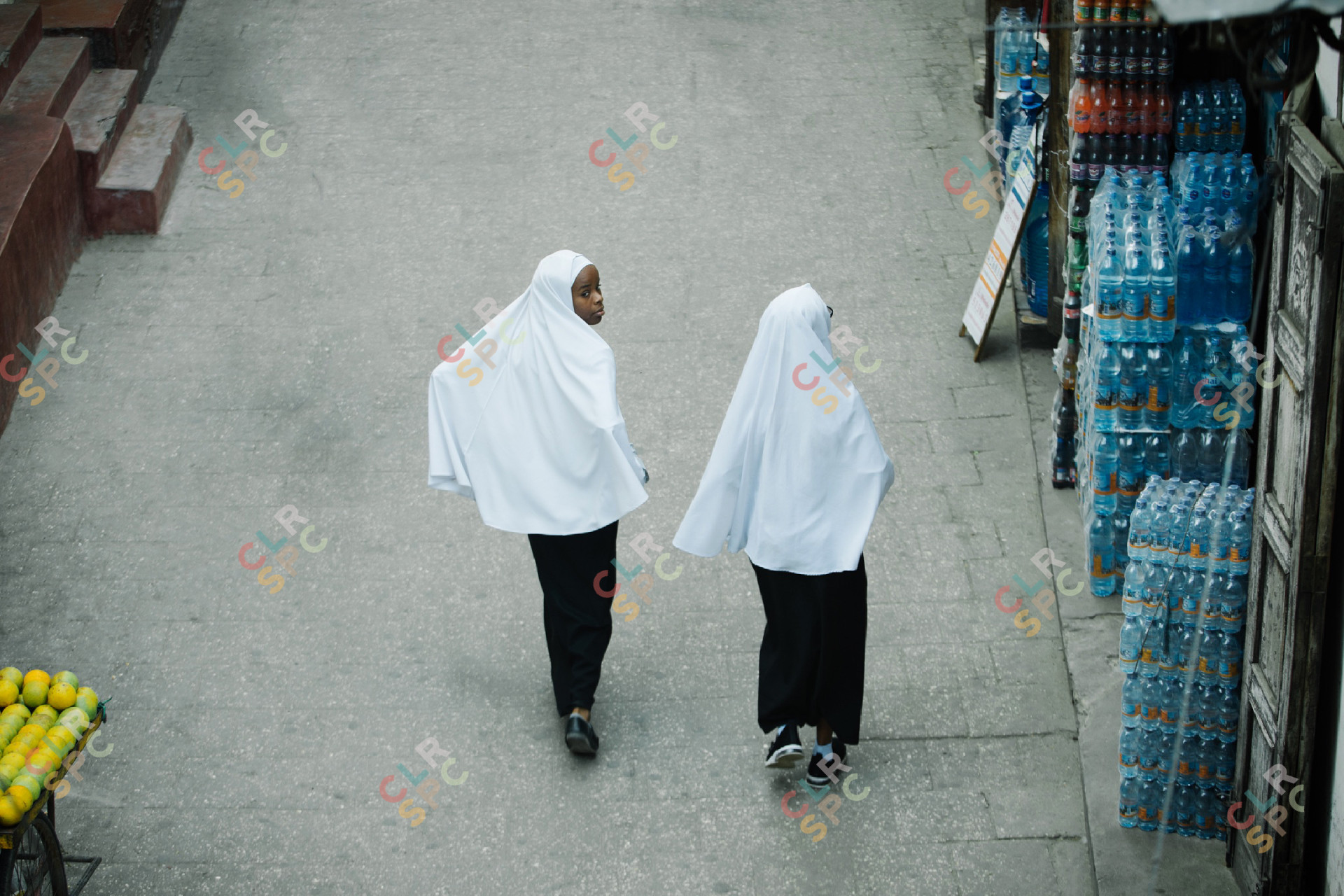 school friends in the street alley