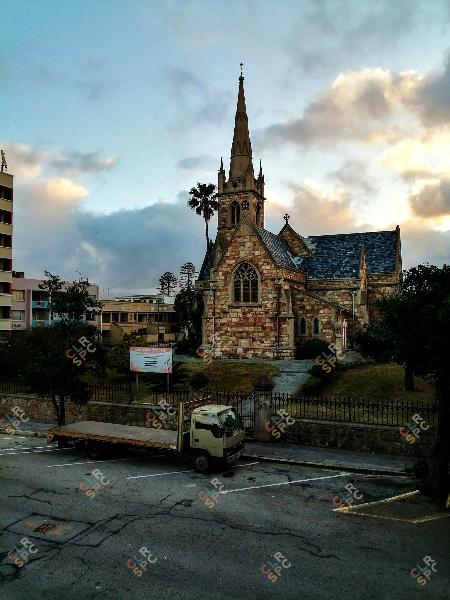 Misplaced Truck in front of Historic Church