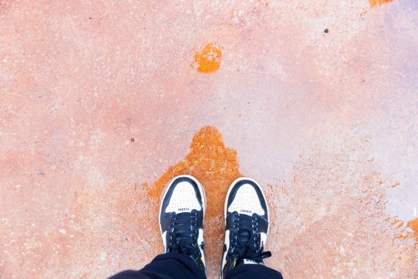 Sneakers in the rain POV
