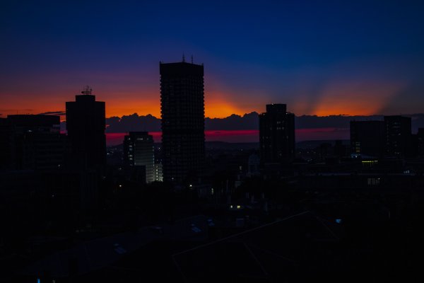 Sunsets through the buildings