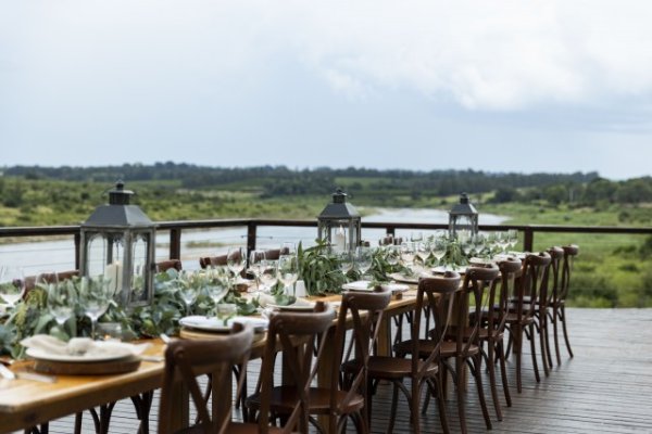 Wedding decorated table in the kruger national park